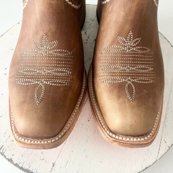 Lane RODEO HOUSTON Mens Cowboy Boots 10 Brown Leather Western Mid Calf Blunt Toe - Picture 6 of 11